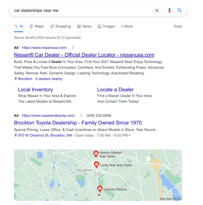 seo - commercial intent query on google