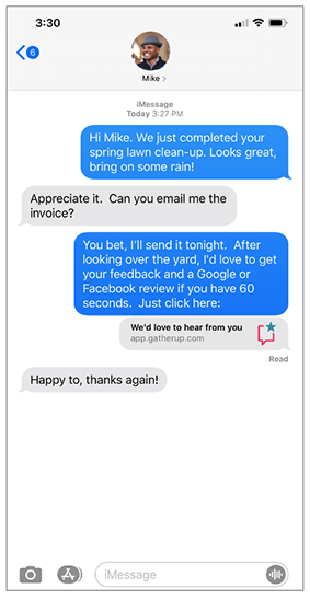 how to ask for reviews via text