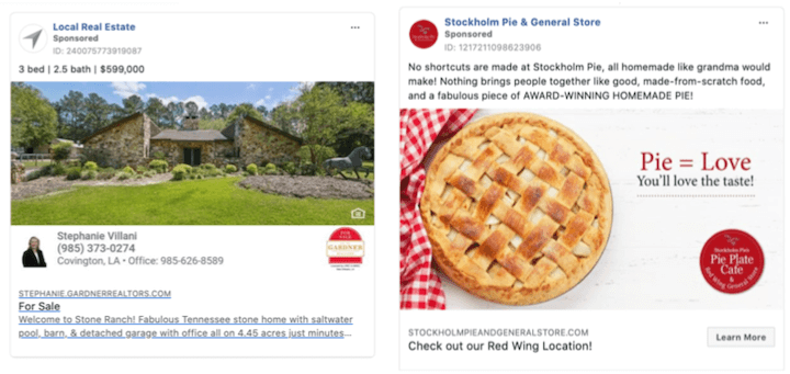 examples of facebook local awareness ads