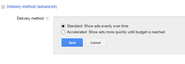 adwords account structure delivery method settings