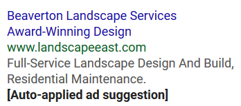 adwords ad suggestion auto application