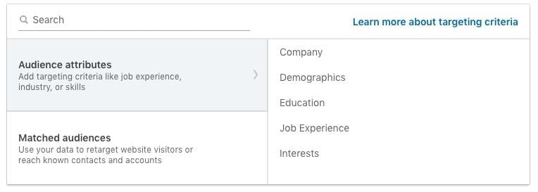 selecting an audience on LinkedIn