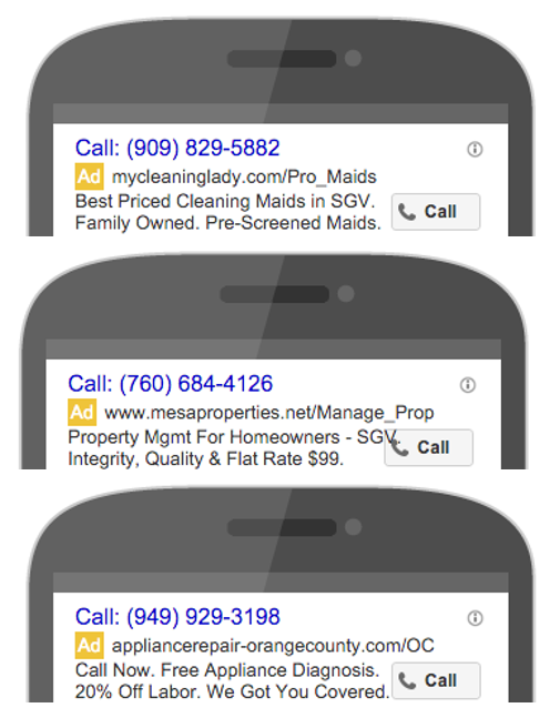 call only ad examples