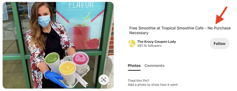 best words and phrases for marketing—instagram caption that reads "no purchase necessary"