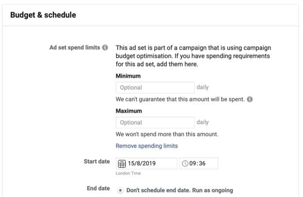 Facebook campaign budget optimization Budget & Scheduling options