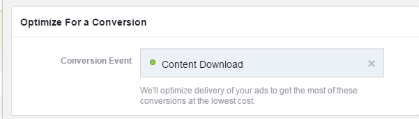Facebook conversion tracking optimize for a conversion