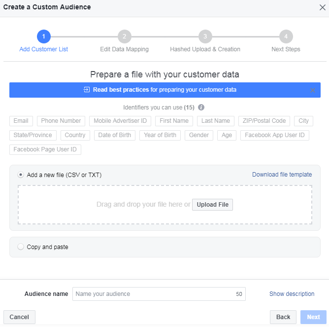 facebook custom audience permission tool