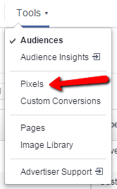 Facebook remarketing screenshot showing pixels