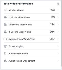 Facebook video views performance stats
