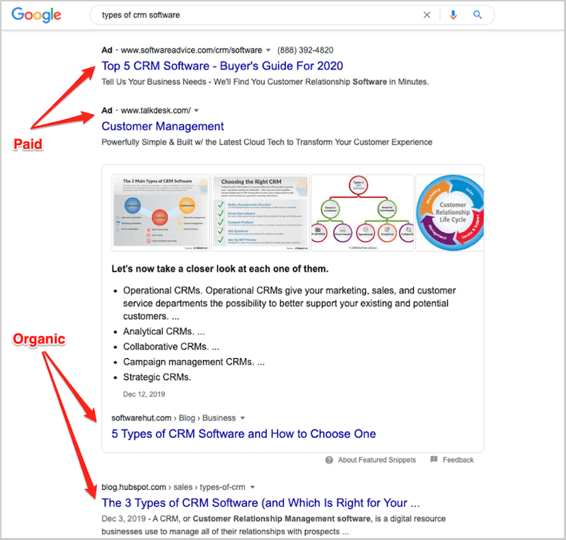 google ranking factors - paid vs organic results
