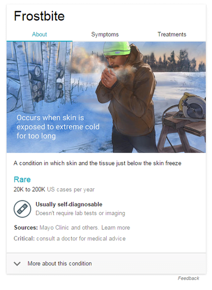 healthcare marketing screenshot of a knowledge graph for frostbite