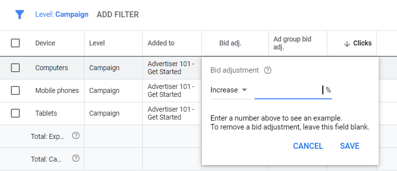 how much does google ads cost device targeting