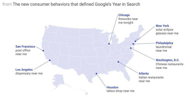 Hyperlocal marketing near-me search examples nationwide google