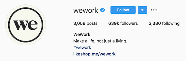 instagram bios wework