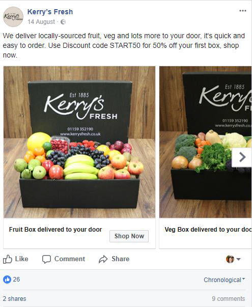 facebook ads kerry's fresh