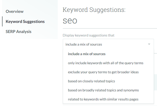 keyword explorer suggestions