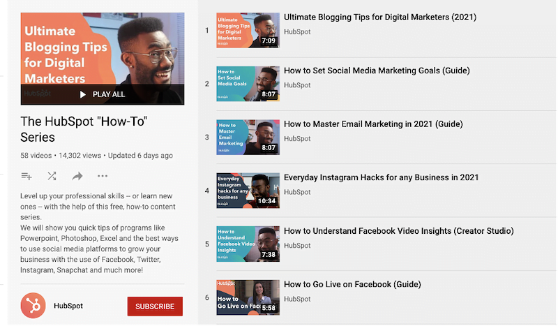 free local marketing resources—hubspot how-to youtube series