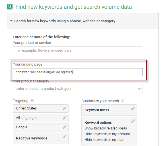 Keyword Planner research tips use Wikipedia to identify topic ideas