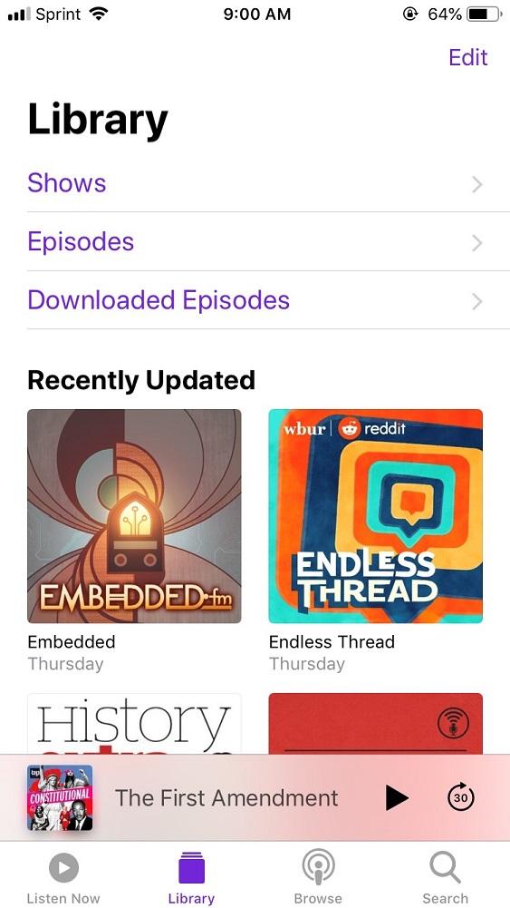 Apple podcast screen