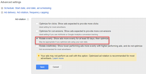 optimizing adwords ad rotation for sentiment analysis
