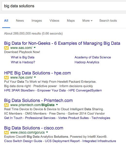 RankBrain big data solutions ad examples