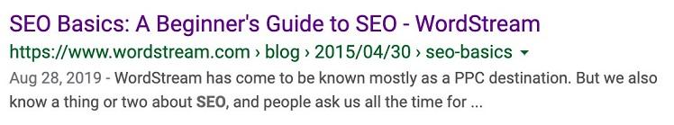 SEO basics search result
