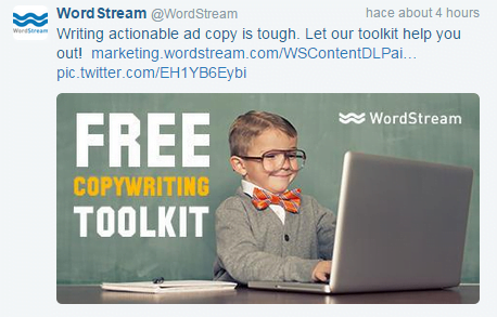Twitter ad example WordStream