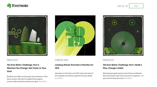website color scheme blog example from Evernote