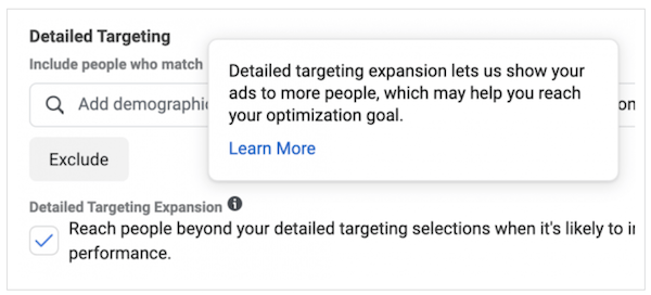 facebook ads detailed targeting expansion