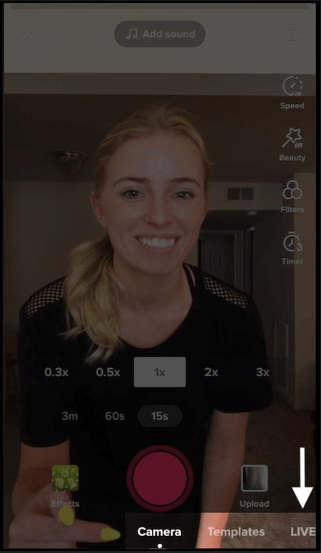 how to go live on tiktok - camera options