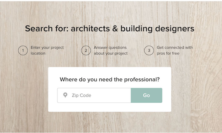 landing page examples - three step instructions by houzz