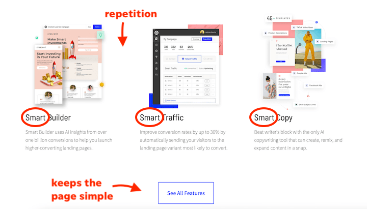 landing page examples - unbounce repetition