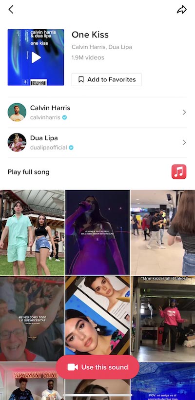 how to get more likes on tiktok - screenshot of a popular song