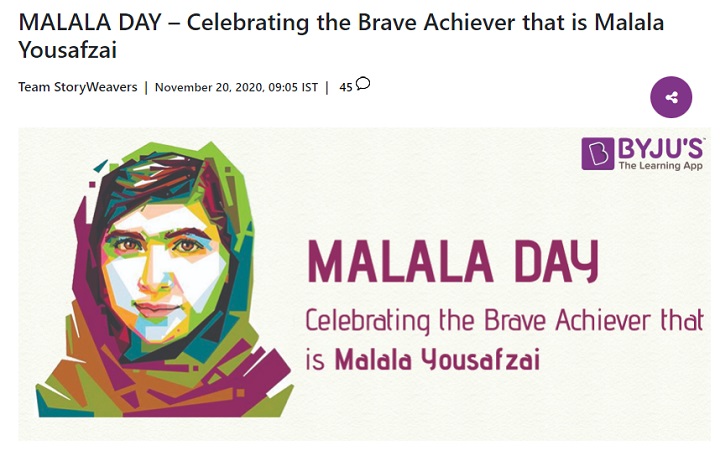 july marketing ideas - content marketing post celebrating malala day